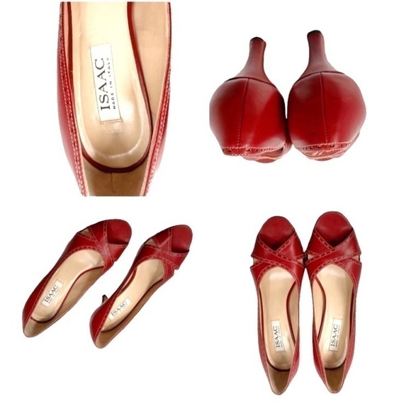 NWT Isaac for off 5Th red open toe pumps made in Italy Size 10Bk no box - Picture 7 of 12